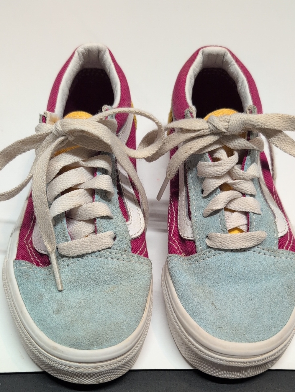 Vans Kids Low-Top Sneakers in Magenta, Light Blue and Yellow
